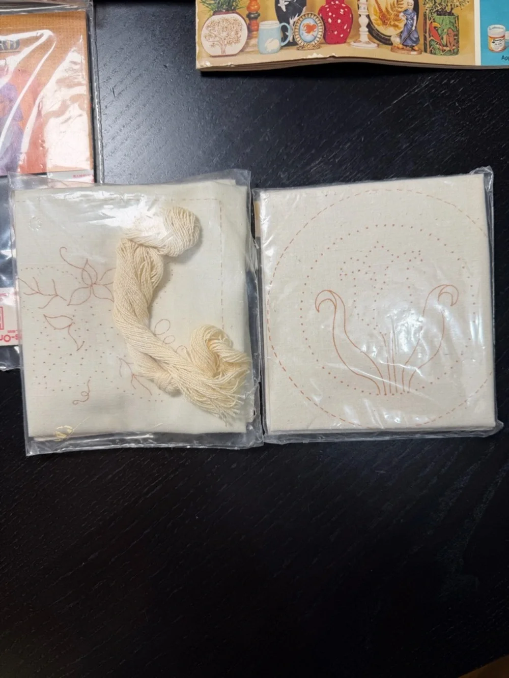 Vintage Craft Lot - Needlecraft Kits,‎ Pastels,  Transfer Art, DIY Supplies
